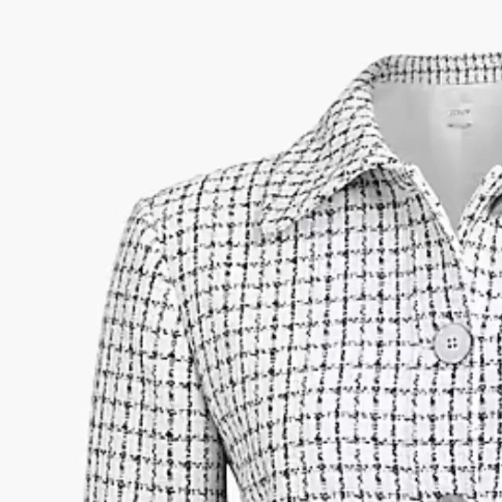 J. Crew Factory Tweed collared lady jacket Black and White NWT